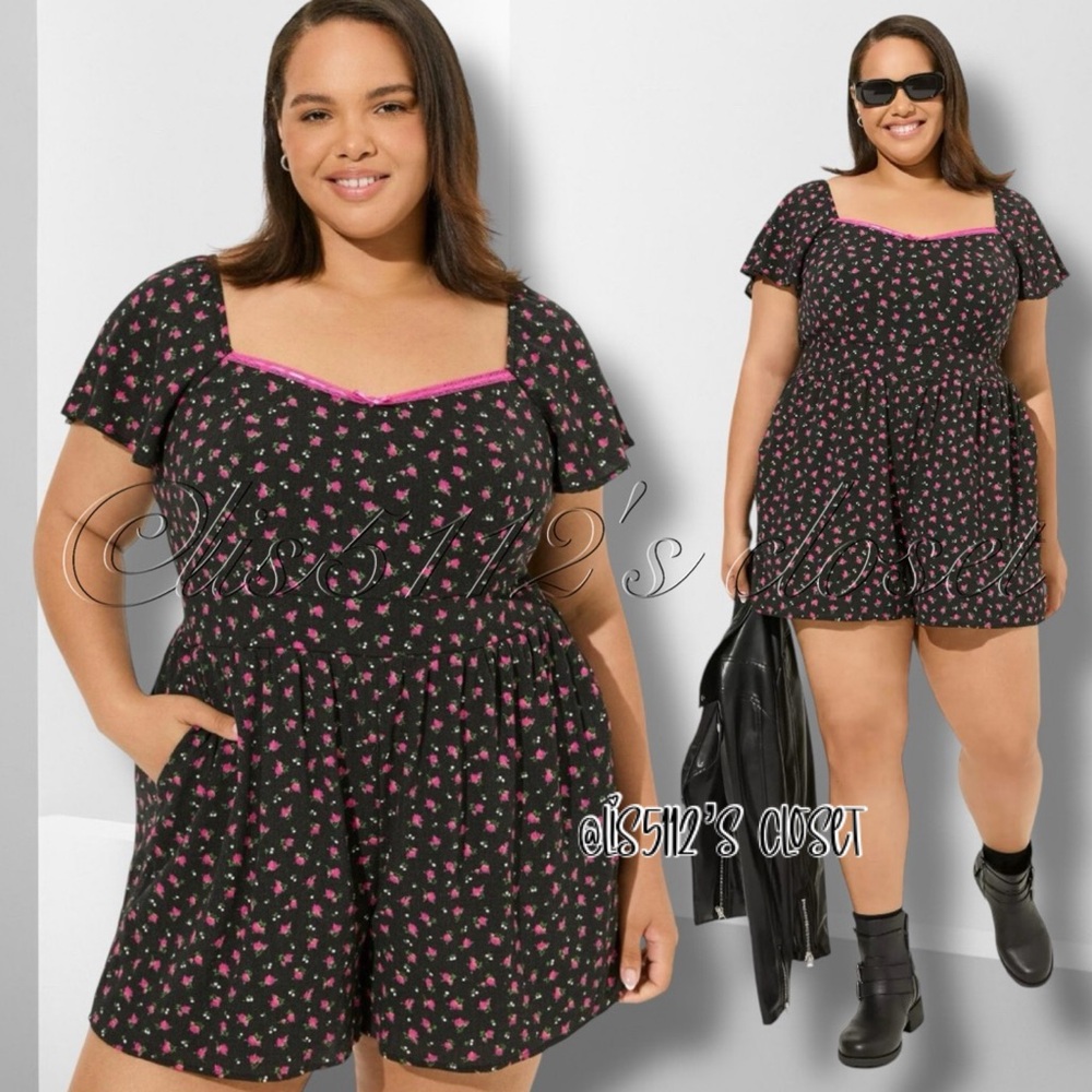 Torrid x Betsey Johnson Rosebud Roses Floral Gauze Romper 2X 18 20 - Picture 15 of 15